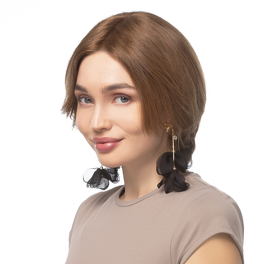 Women's wig made of natural Slavic hair with light brown highlights MARII S #6/8+14/16H